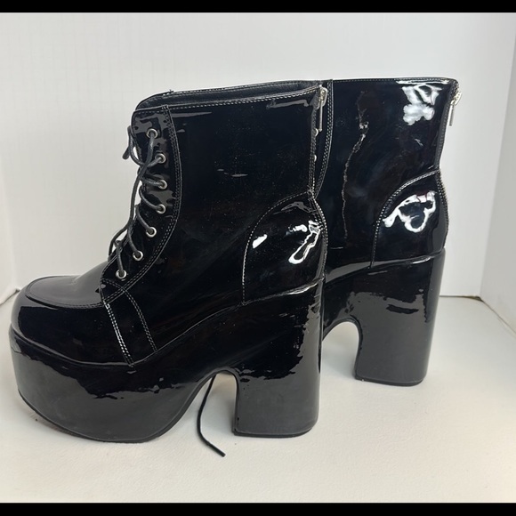 Lot 2085 ❤️NEW  Black Patent Platform Ankle Boots  size 38.5 - Picture 5 of 7
